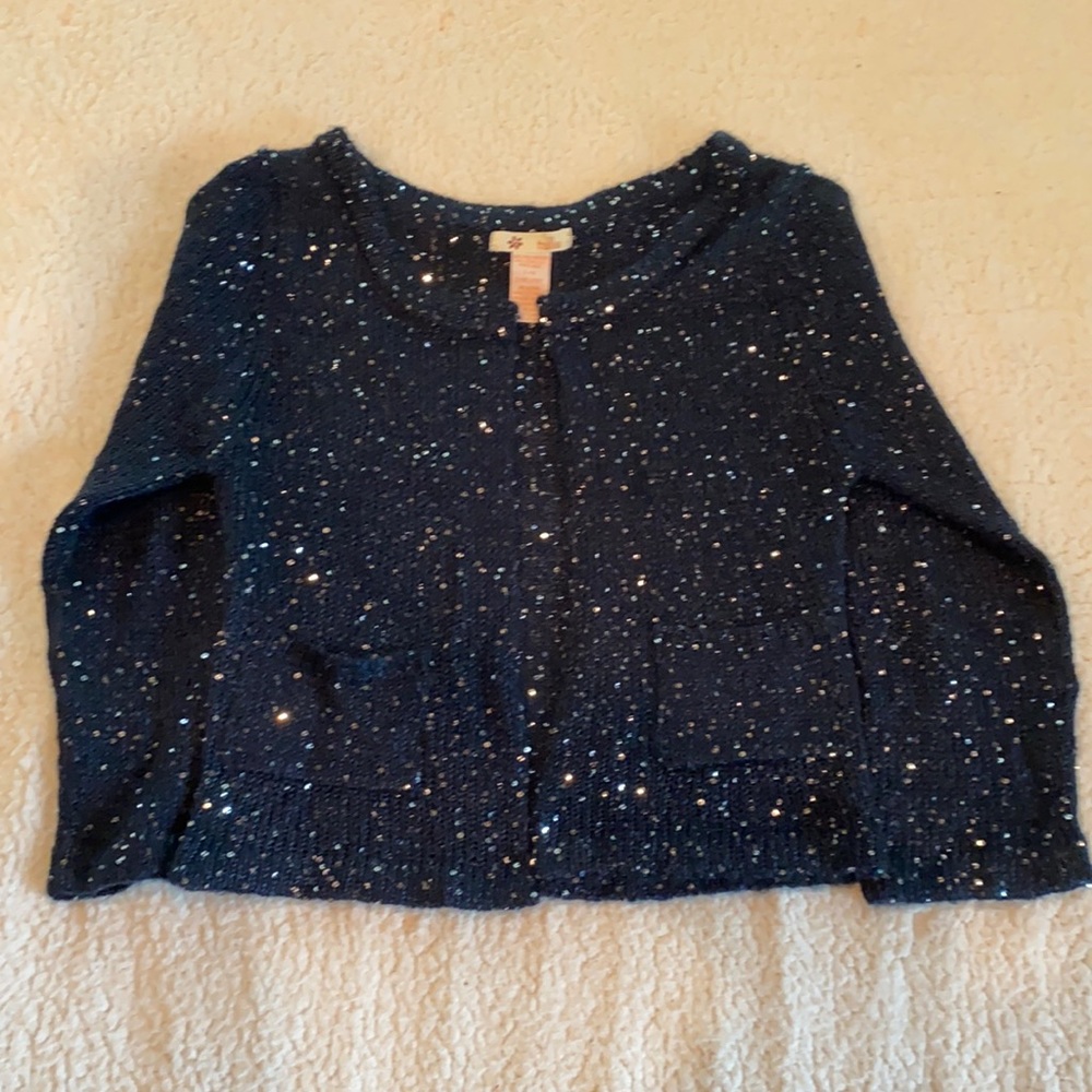 Tulle Navy Blue Sequin Sweater Size large